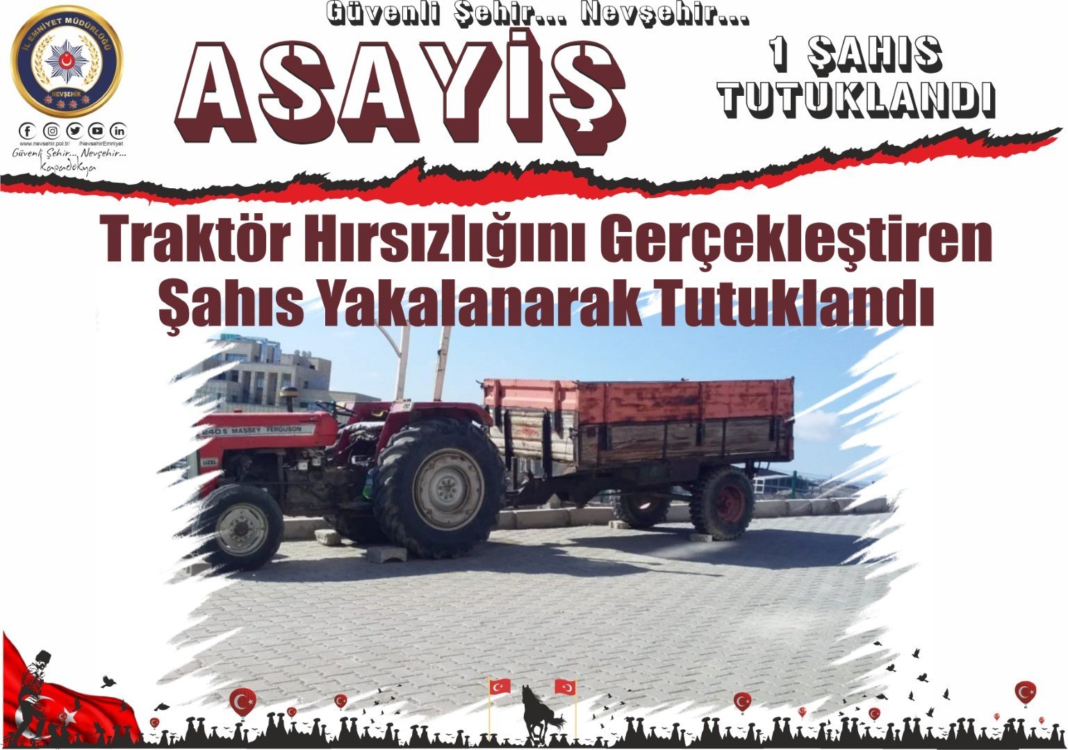 TRAKTÖR HIRSIZI YAKALANDI