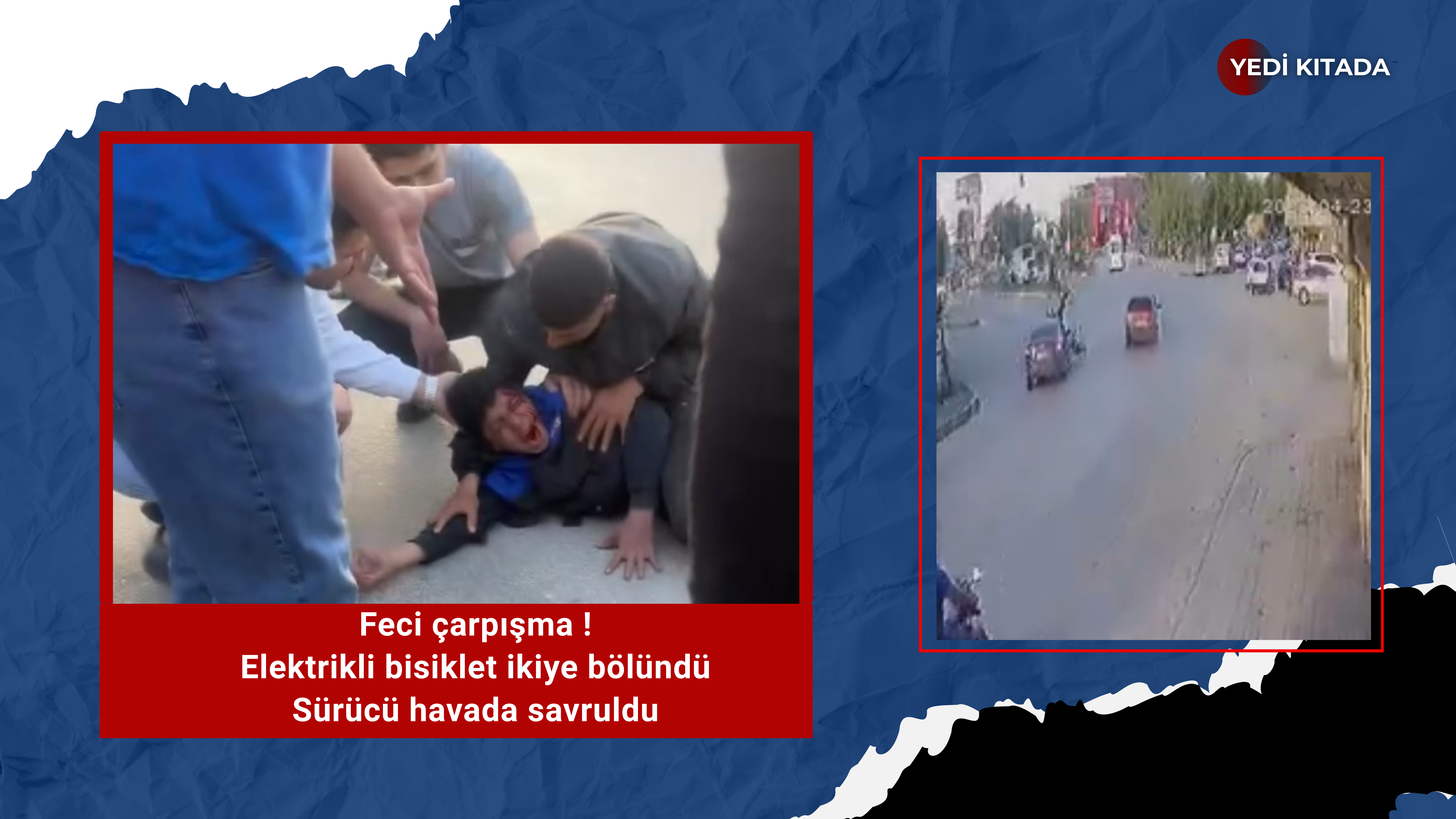 Adana’da feci çarpışma elektrikli bisiklet ikiye bölündü sürücü havada savruldu