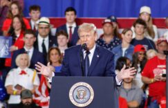 US President Trump delivers remarks in Suffren, New York